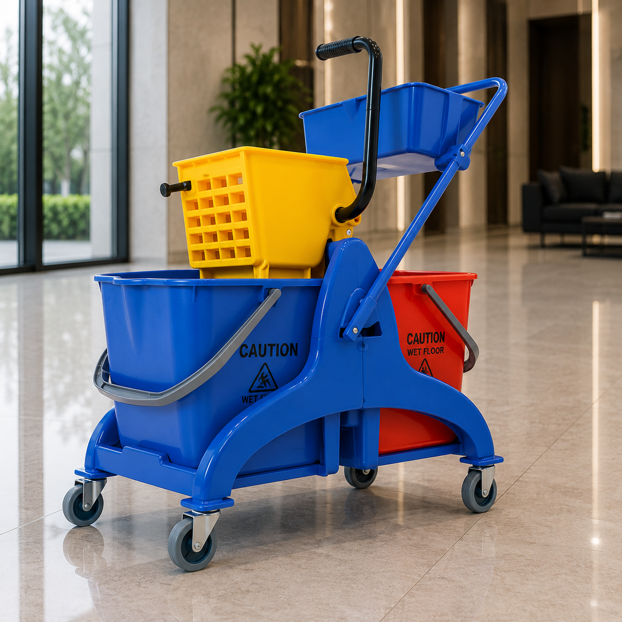 Plastic 50L Double Mop Wringer Trolley