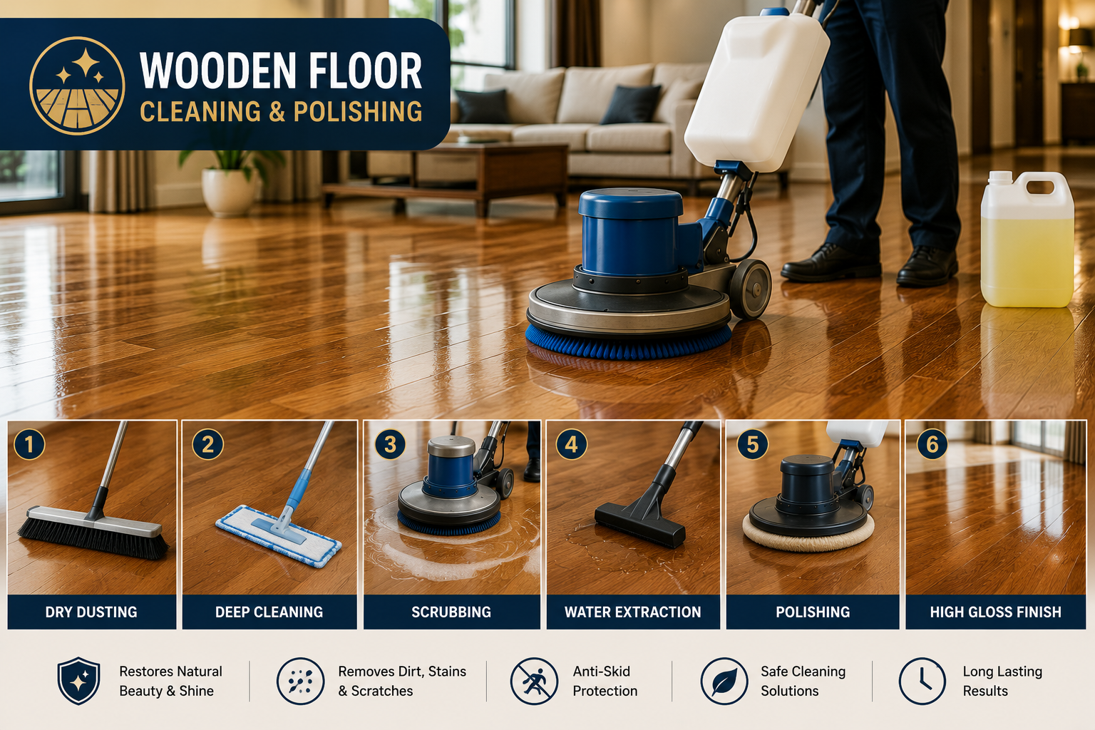 Wooden Floor Cleaning & Polishing